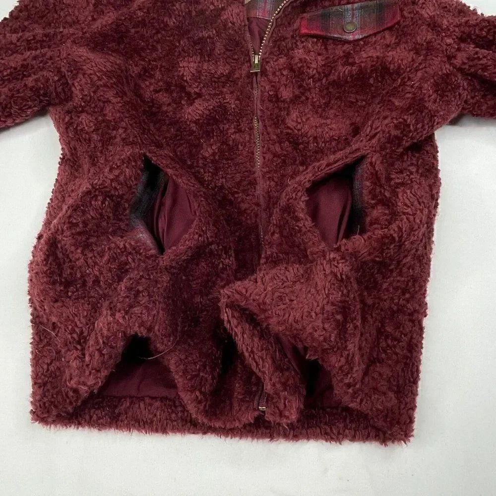 Pendleton Red Fuzzy Deep Pile Sherpa Jacket Medium - Picture 13 of 16